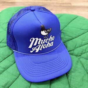 Pidgin Orange The Original Mucho Aloha Trucker Hat Adjustable Blue Cobalt Snap